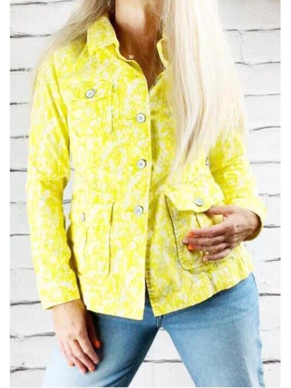 CAbi Field Jacket Daisy Spring Yellow Floral 5160 Size Small Womens Cotton